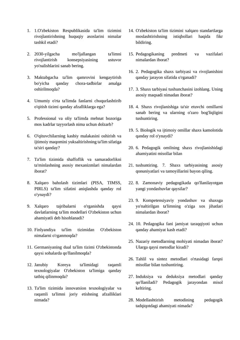 Pedagogikaning predmeti va vazifalari