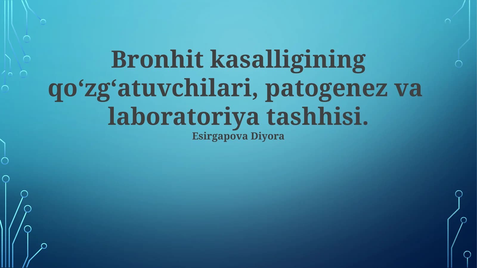 Bronhit kasalligining qo‘zg‘atuvchilari, patogenez va laboratoriya tashhisi
