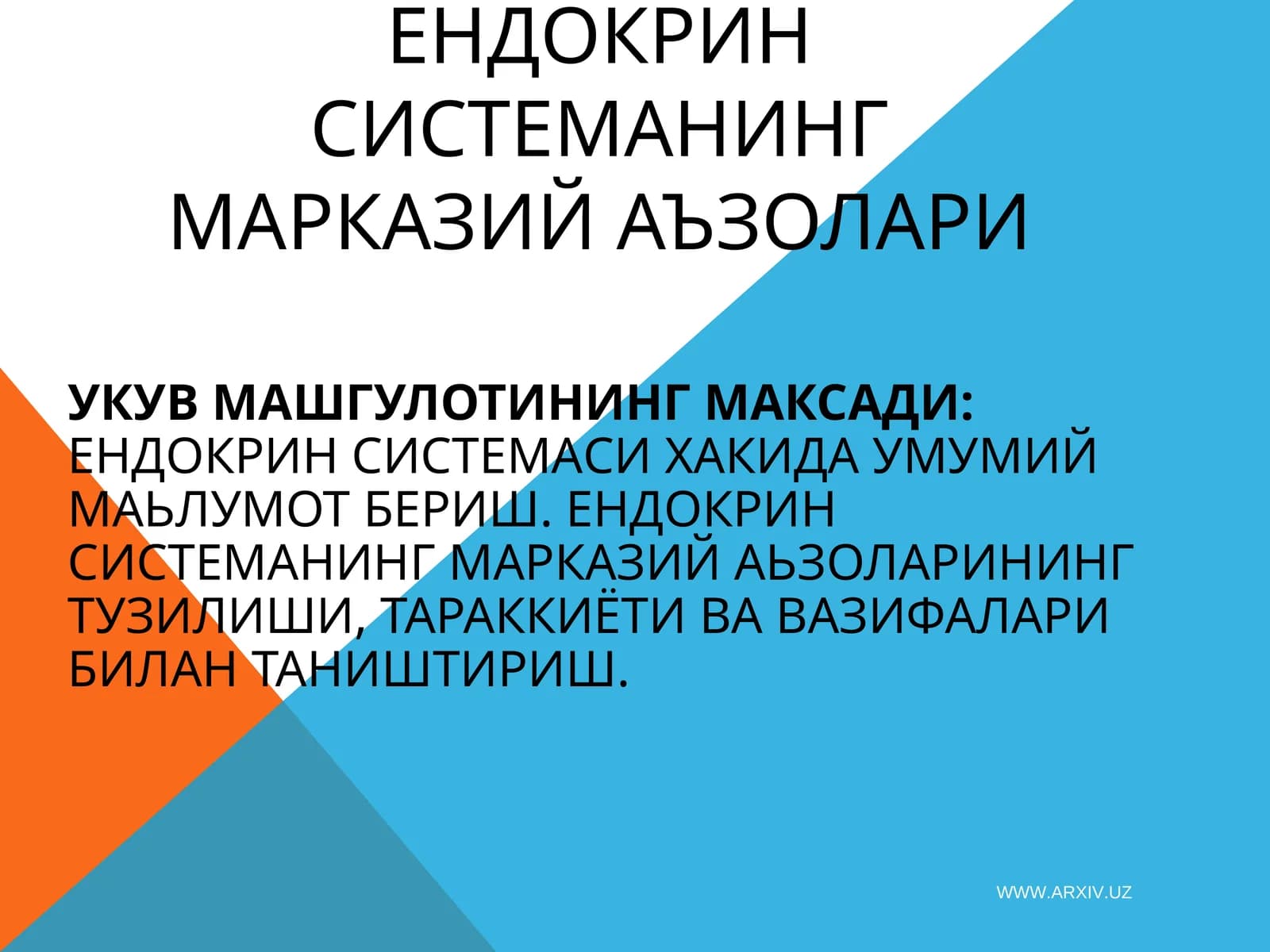 Ендокрин Системанинг Марказий Аъзолари