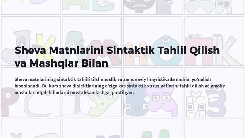 Sheva Matnlarini Sintaktik Tahlil Qilish va Mashqlar Bilan