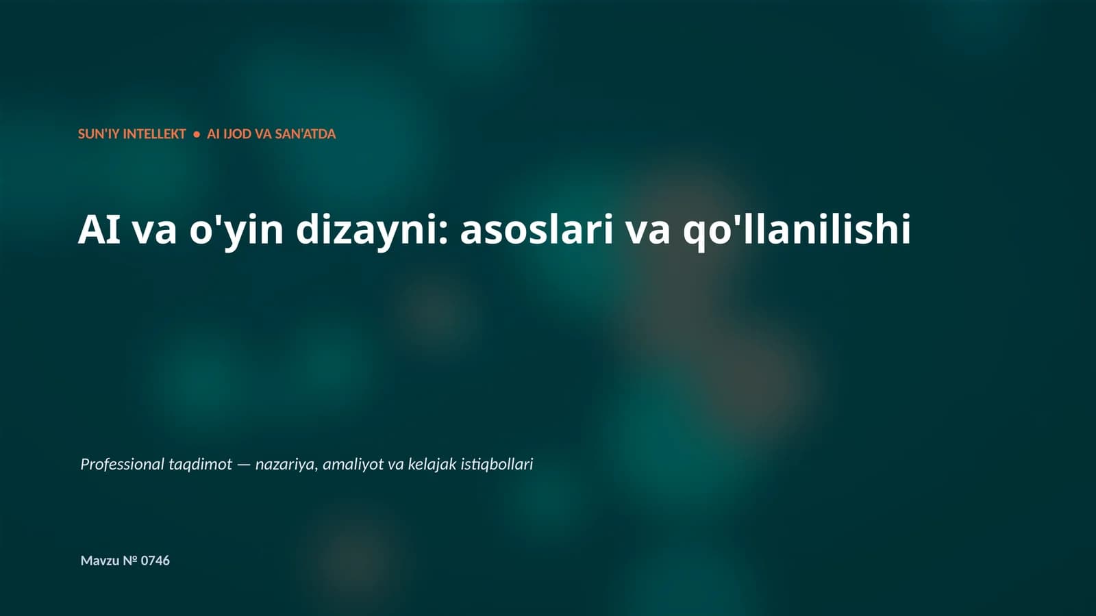 SUN'IY INTELLEKT • AI IJOD VA SAN'ATDA