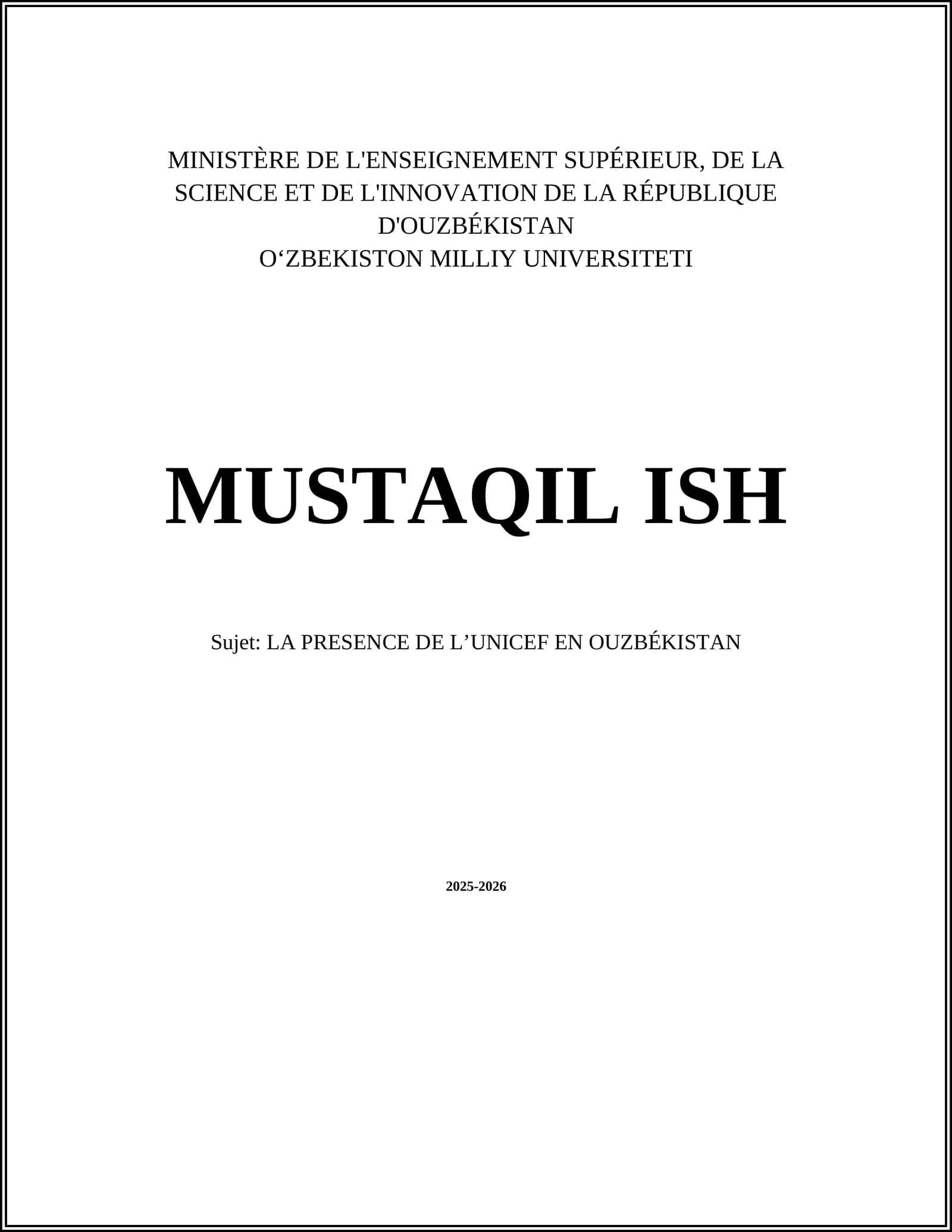 Présence de l'UNICEF en Ouzbékistan