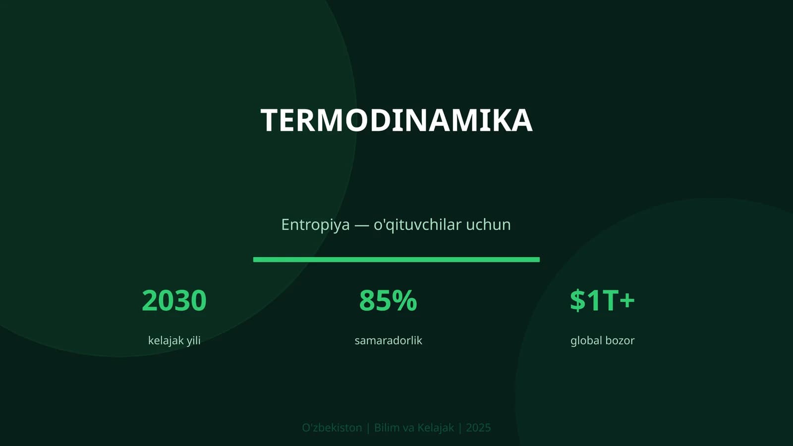 TERMODINAMIKA Entropiya — o'qituvchilar uchun
