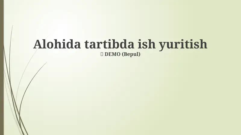 Alohida Ish Yuritish