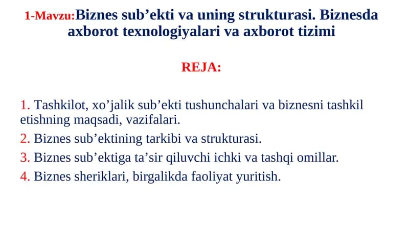 Biznes nima?
