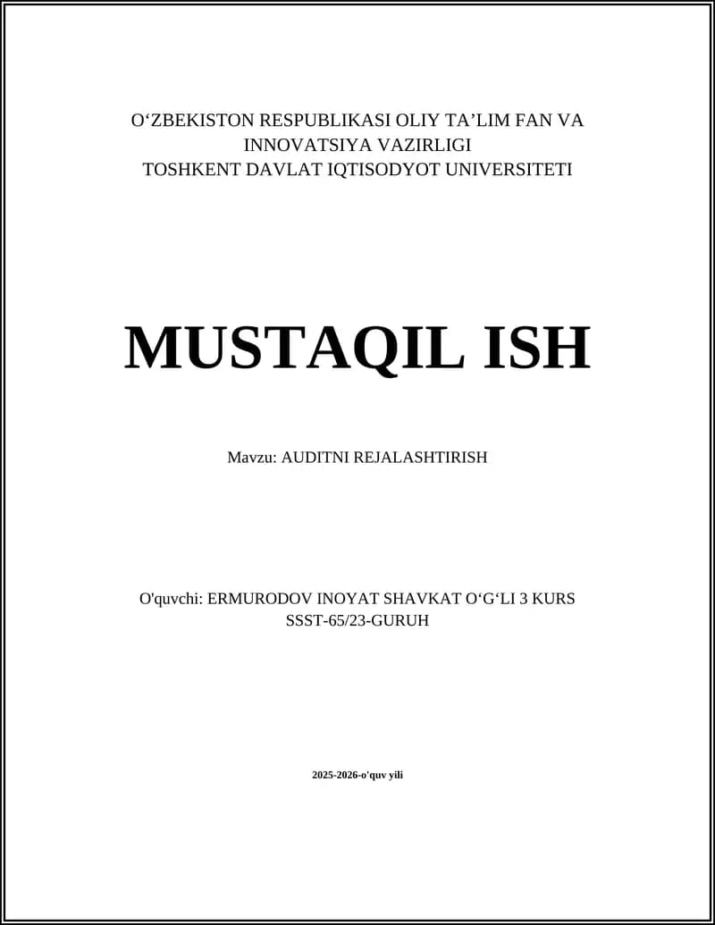 AUDITNI REJALASHTIRISH