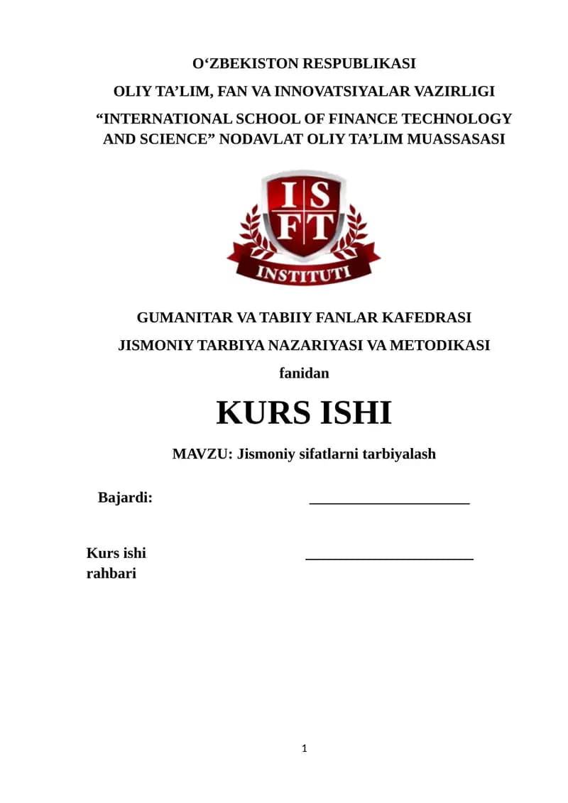 Jismoniy sifatlarni tarbiyalash