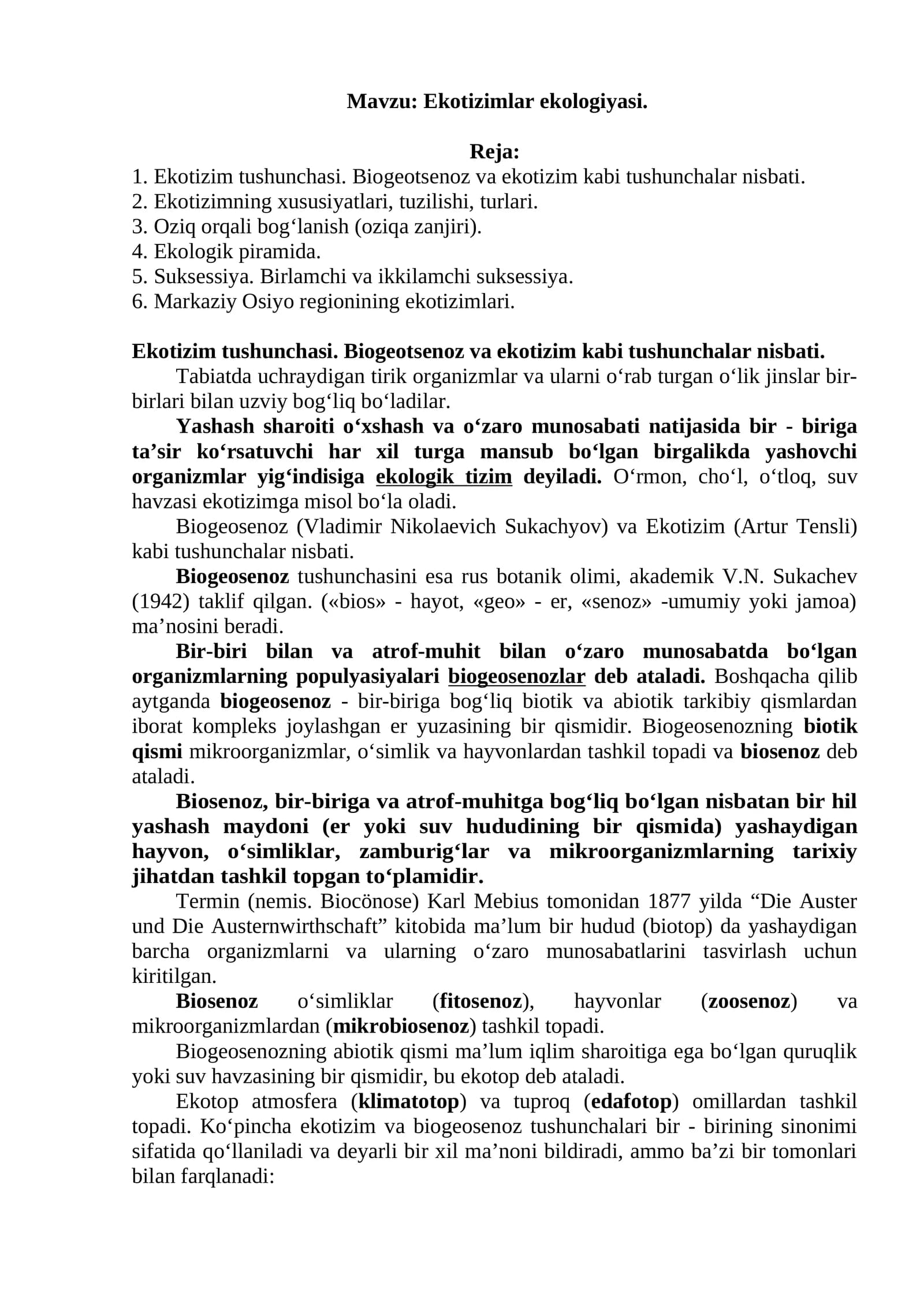 Ekotizimlar ekologiyasi
