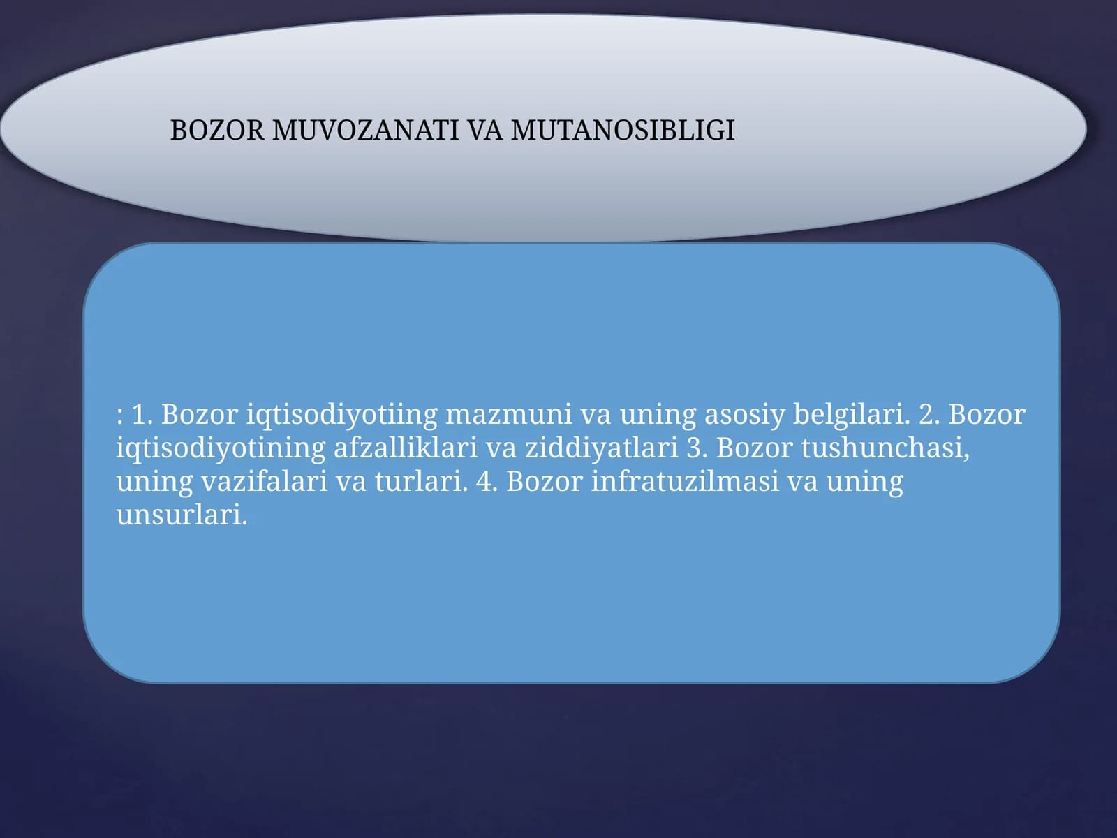 BOZOR MUVOZANATI VA MUTANOSIBLIGI