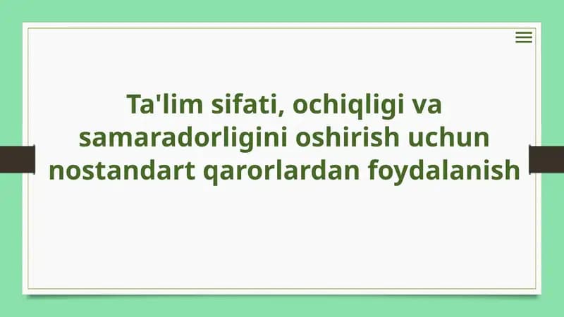 Nostandart qarorlar tushunchasi
