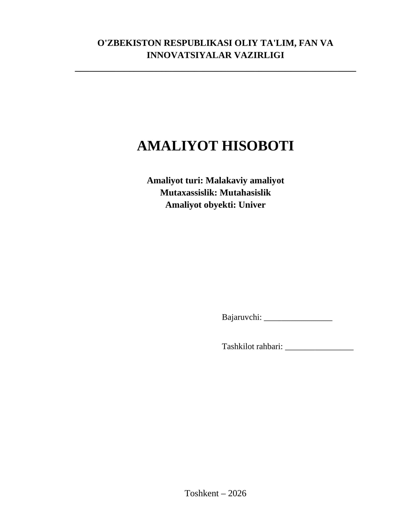 AMALIYOT HISOBOTI
