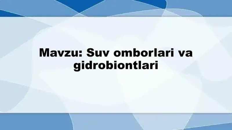 Suv omborlari va gidrobiontlari