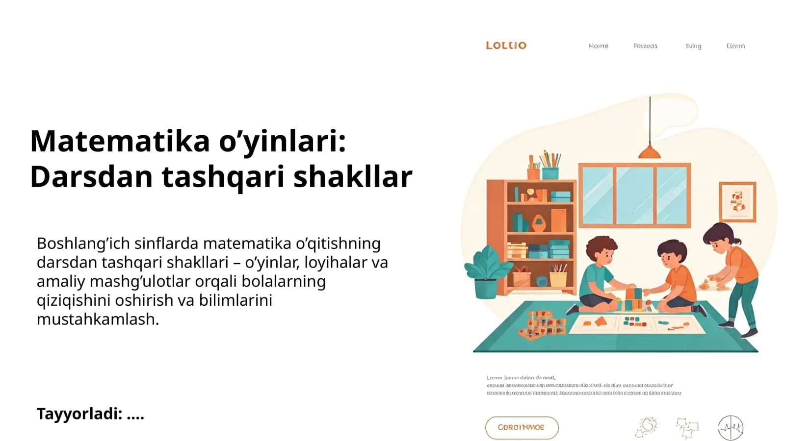 Matematika o’yinlari: Darsdan tashqari shakllar