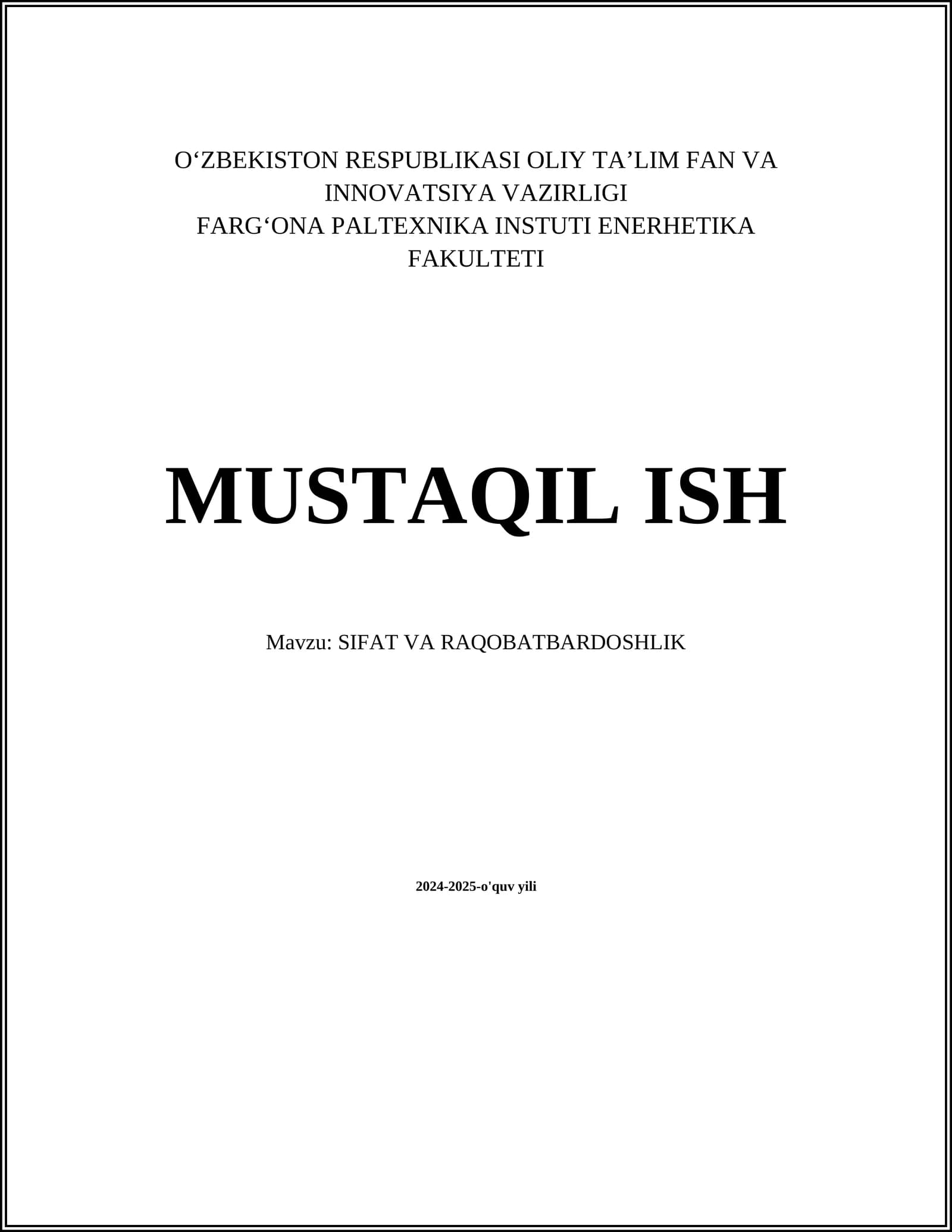 Sifatli mahsulotlar ishlab chiqarish