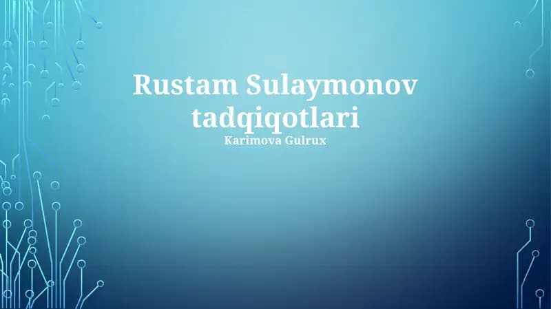 Rustam Sulaymonov tadqiqotlari