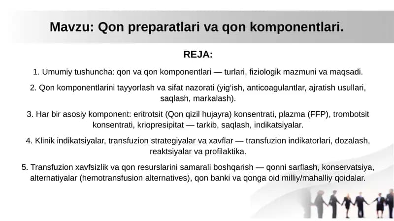 Qon preparatlari va qon komponentlari