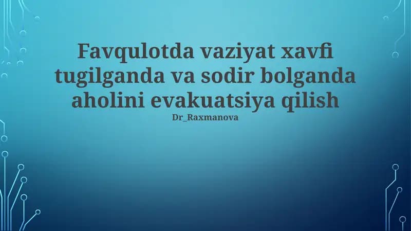 Evakuatsiya tartibi va strategiyasi