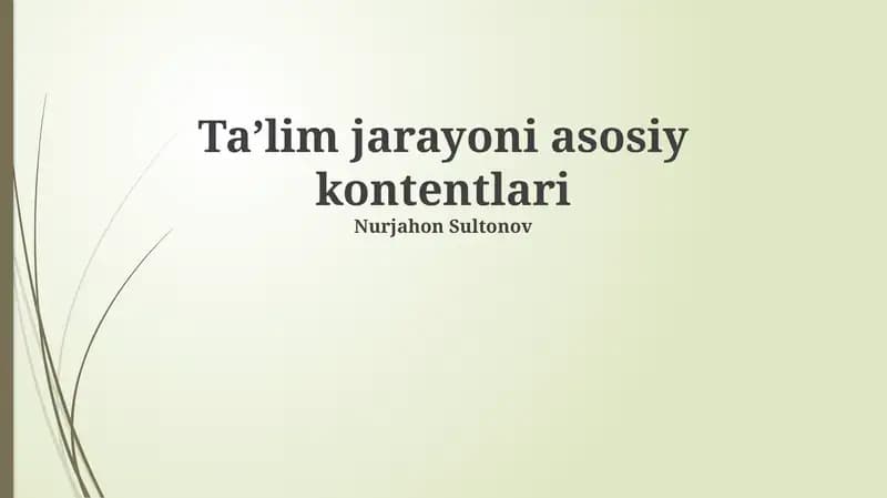 Taʼlim jarayoni asosiy kontentlari
