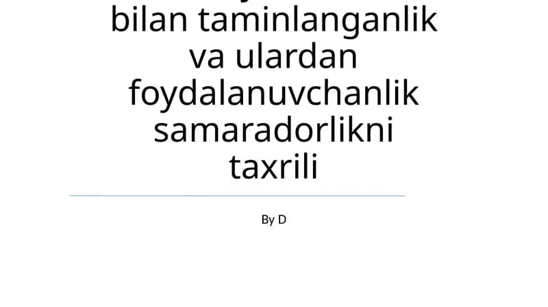 Resurslar mavjudligini baholash