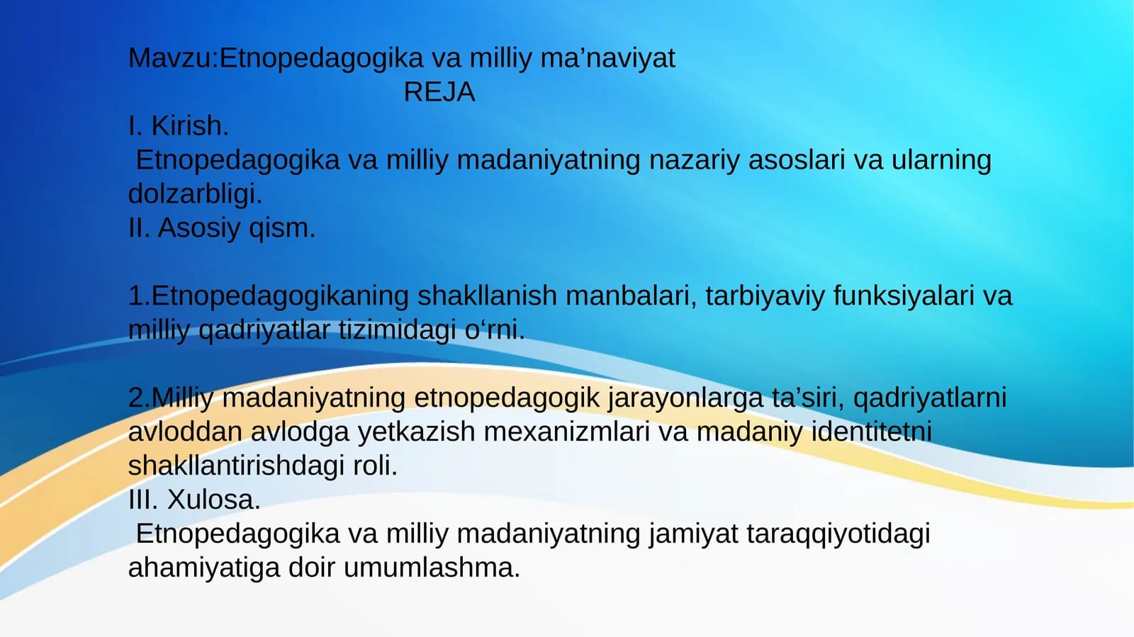 Etnopedagogika va milliy ma’naviyat