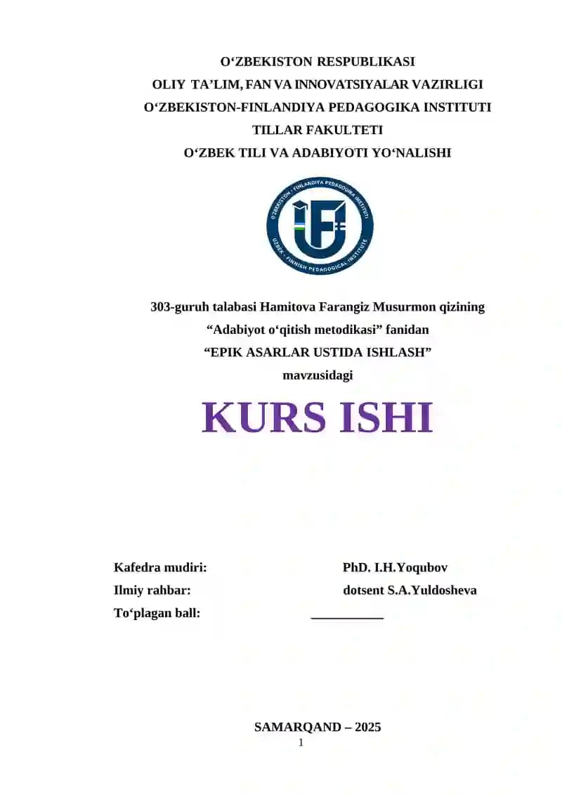 Epik Asarlar ustida ishlash