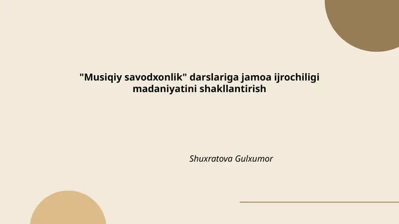 Musiqiy savodxonlik darslari