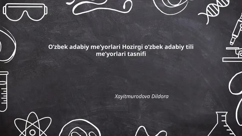 Oʻzbek adabiy meʼyorlari Hozirgi oʻzbek adabiy tili meʼyorlari tasnifi