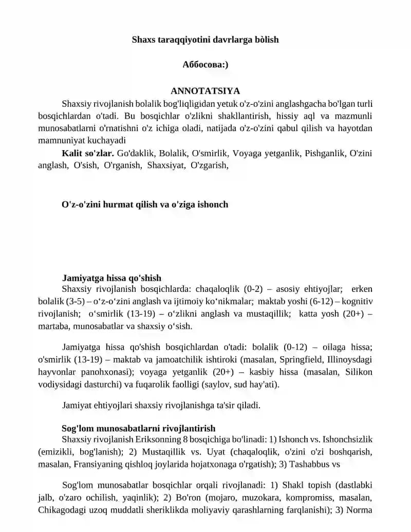 Shaxsiy rivojlanish