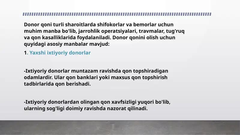 Donorqonini olish asosiy manbalari