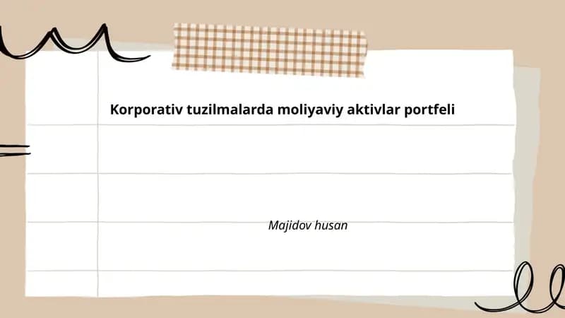 Korporativ tuzilmalarda moliyaviy aktivlar portfeli