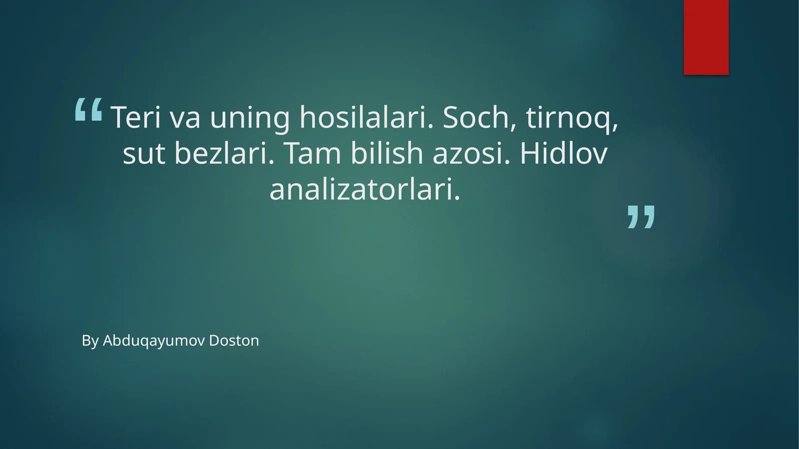 TERI VA UNING HOSILALARI
