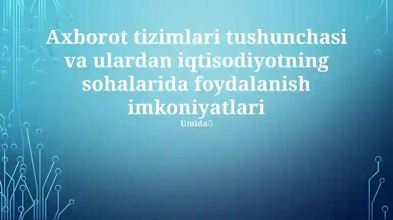 Axborot tizimlari va Iqtisodiyot