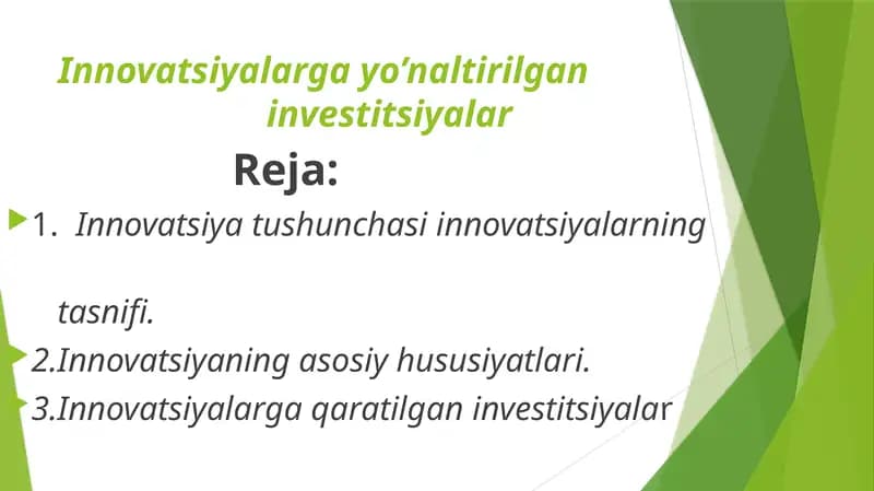 Innovatsiya yo'naltirilgan investitsiya