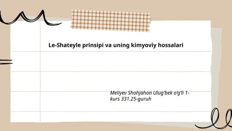 Le-Shateyle prinsipi va uning kimyoviy hossalari