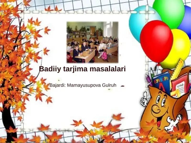 Badiiy tarjima masalalari