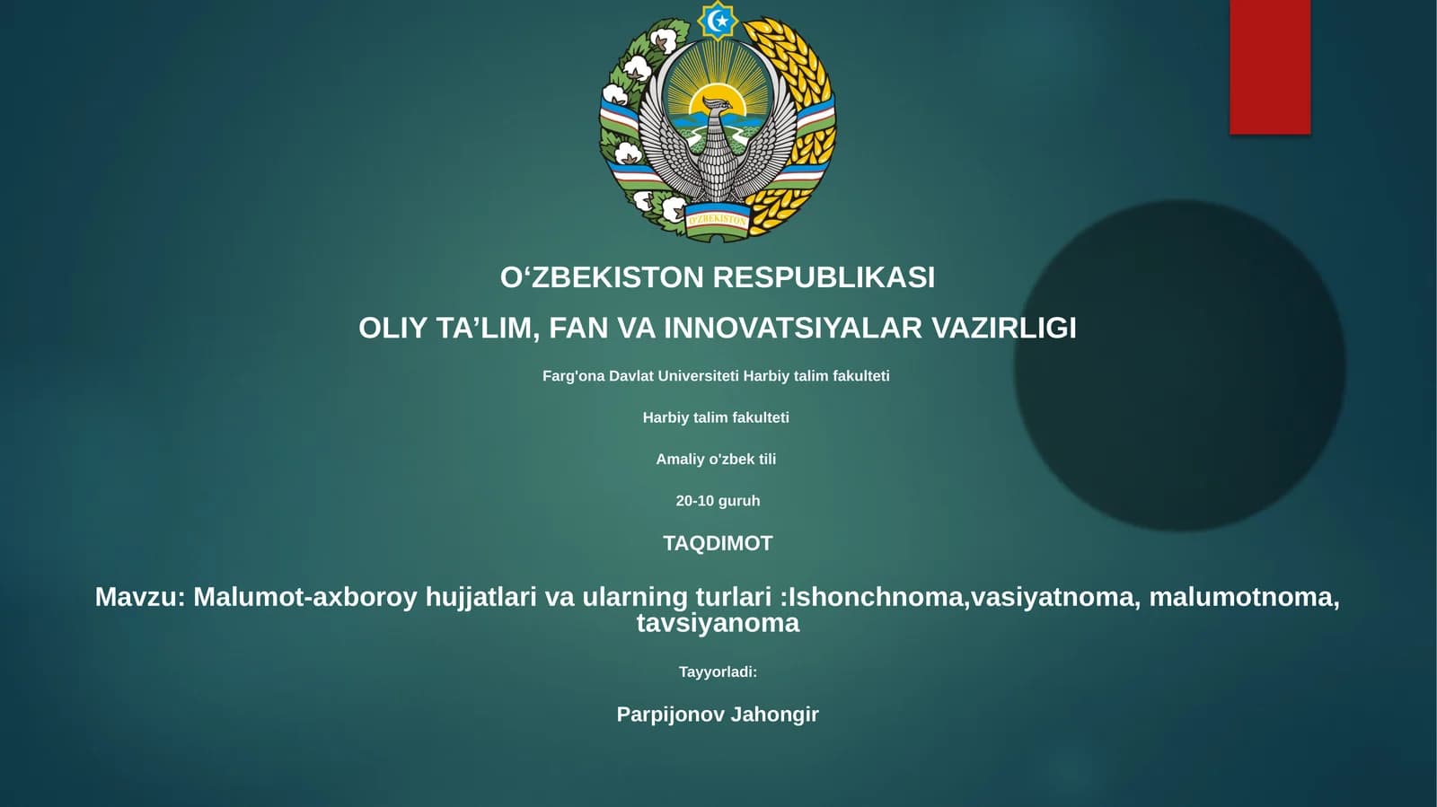 Malumot-axboroy hujjatlari va ularning turlari