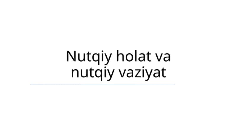 Nutqiy harakat va nutqiy vaziyat