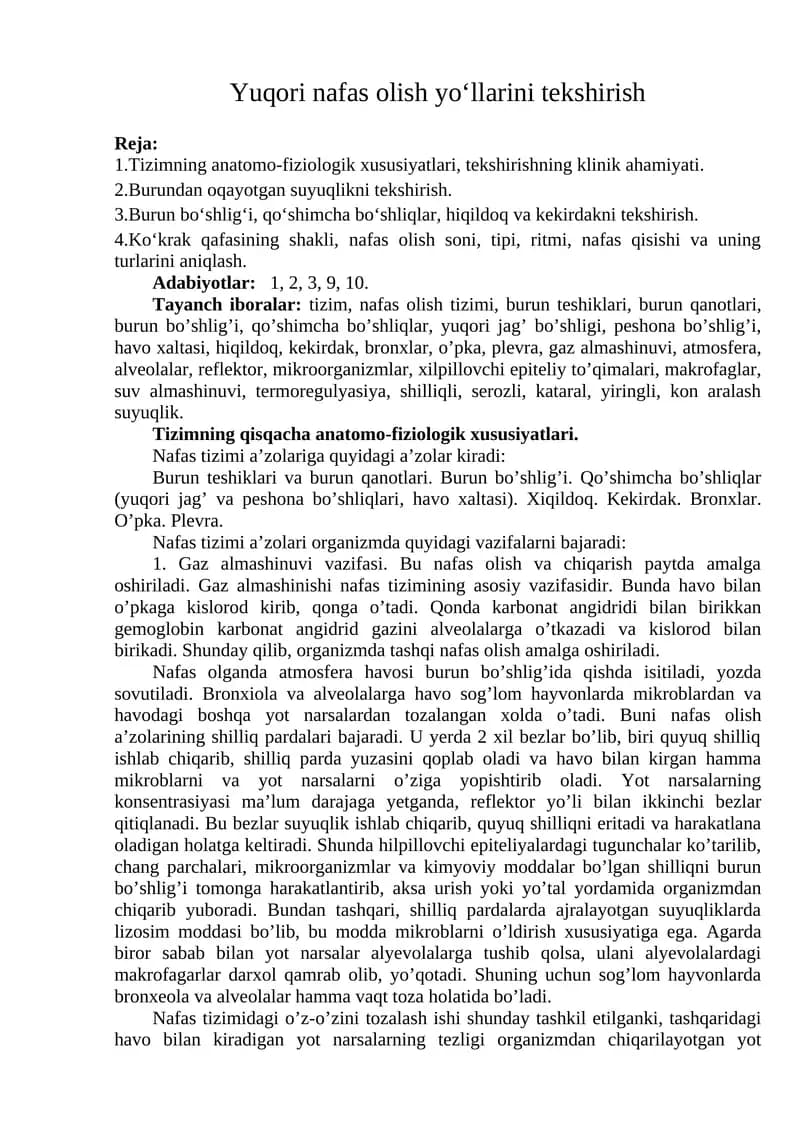 Nafas olish tizimi
