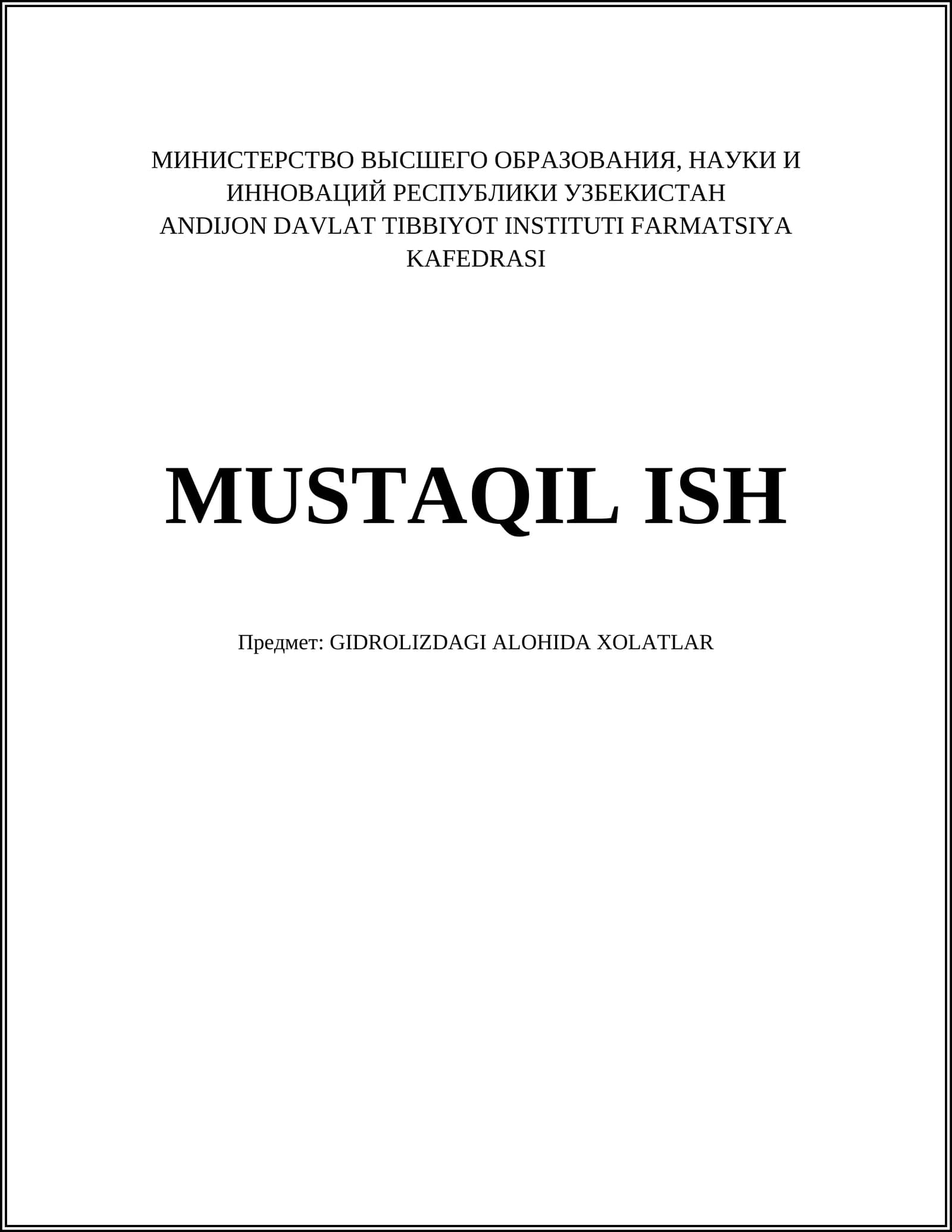 GIDROLIZDAGI ALOHIDA XOLATLAR