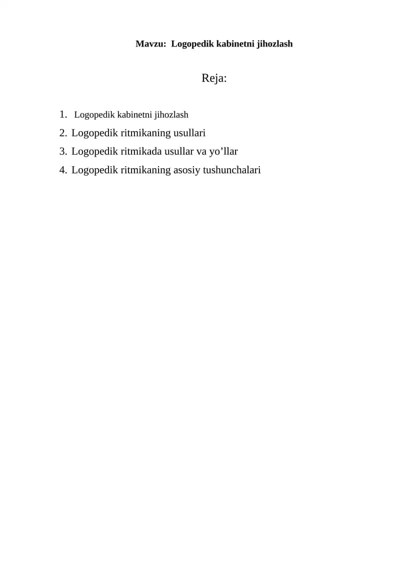 Logopedik kabinetni jihozlash
