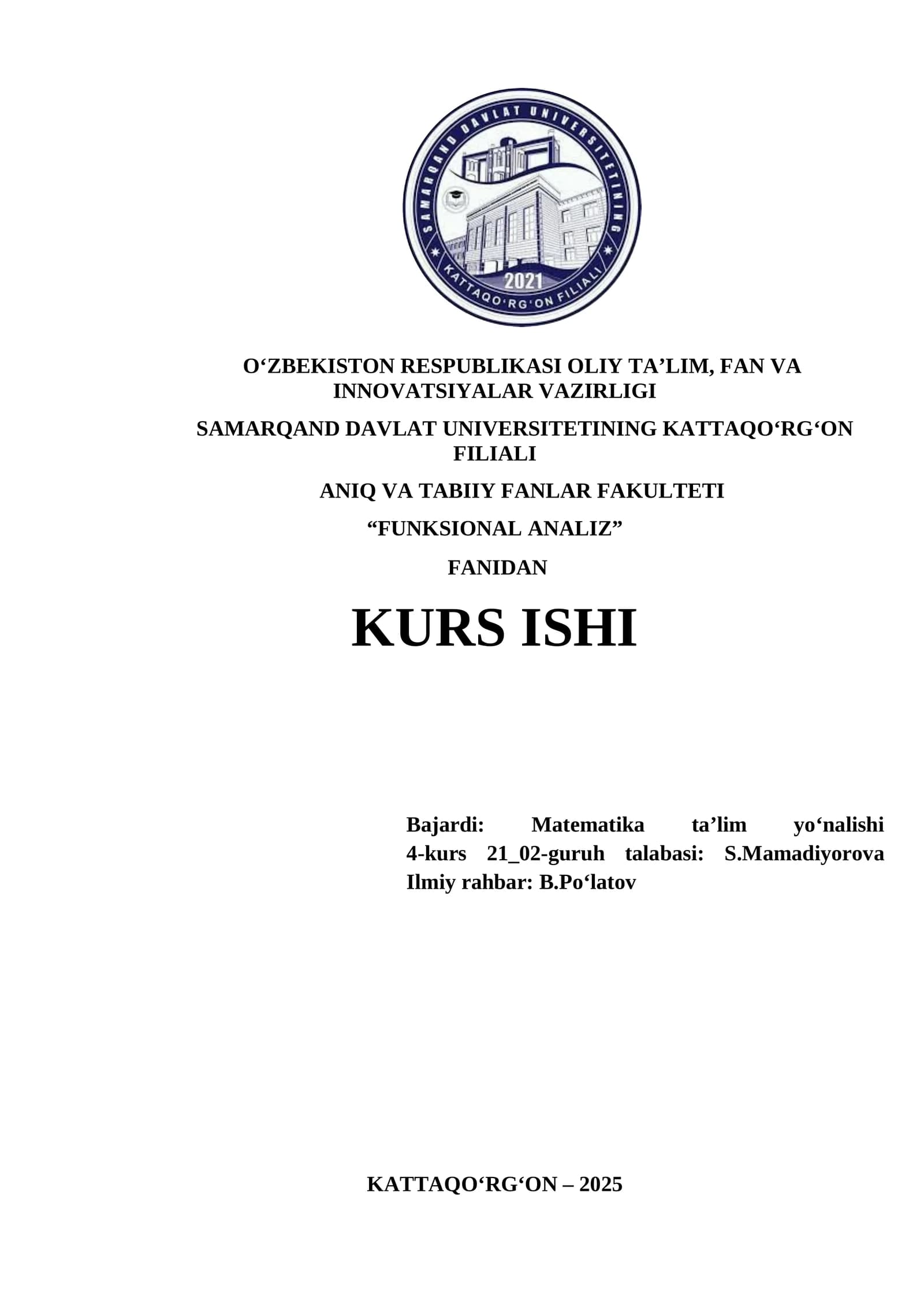 Teskari operatorlar va ularning xossalari
