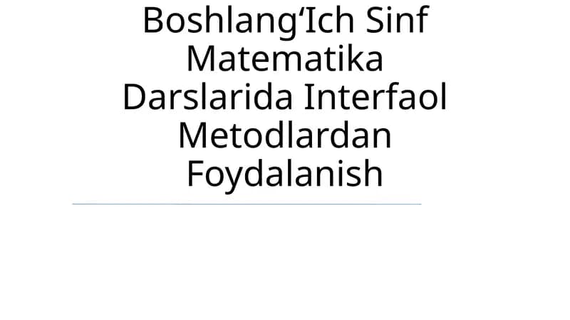 Didaktik O'Yin Metodidan Foydalanish
