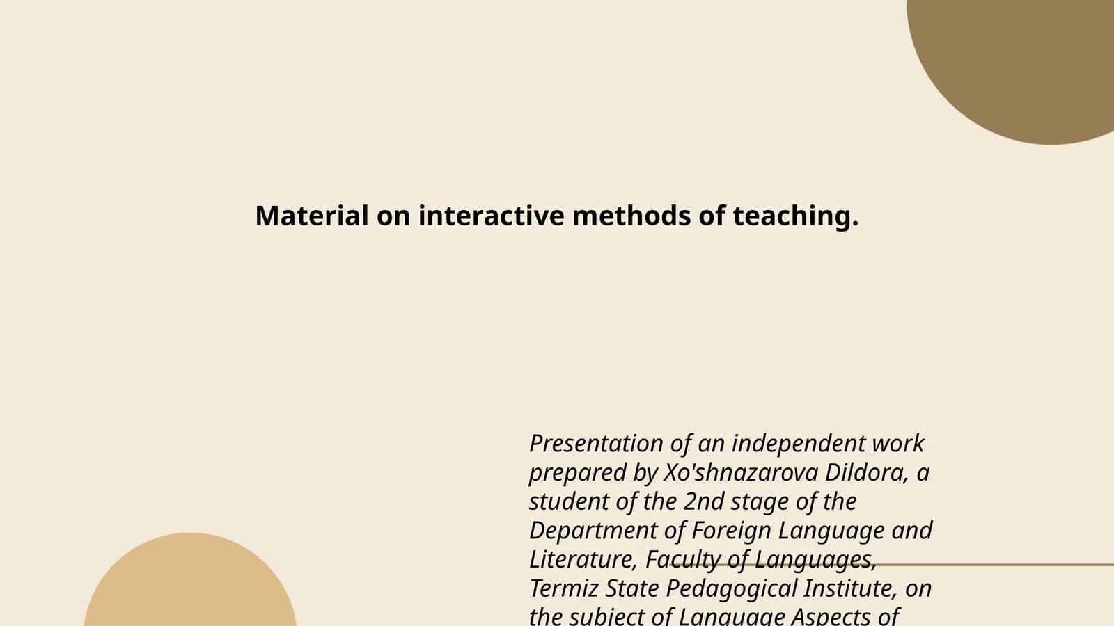 Material on interactive methods of teaching