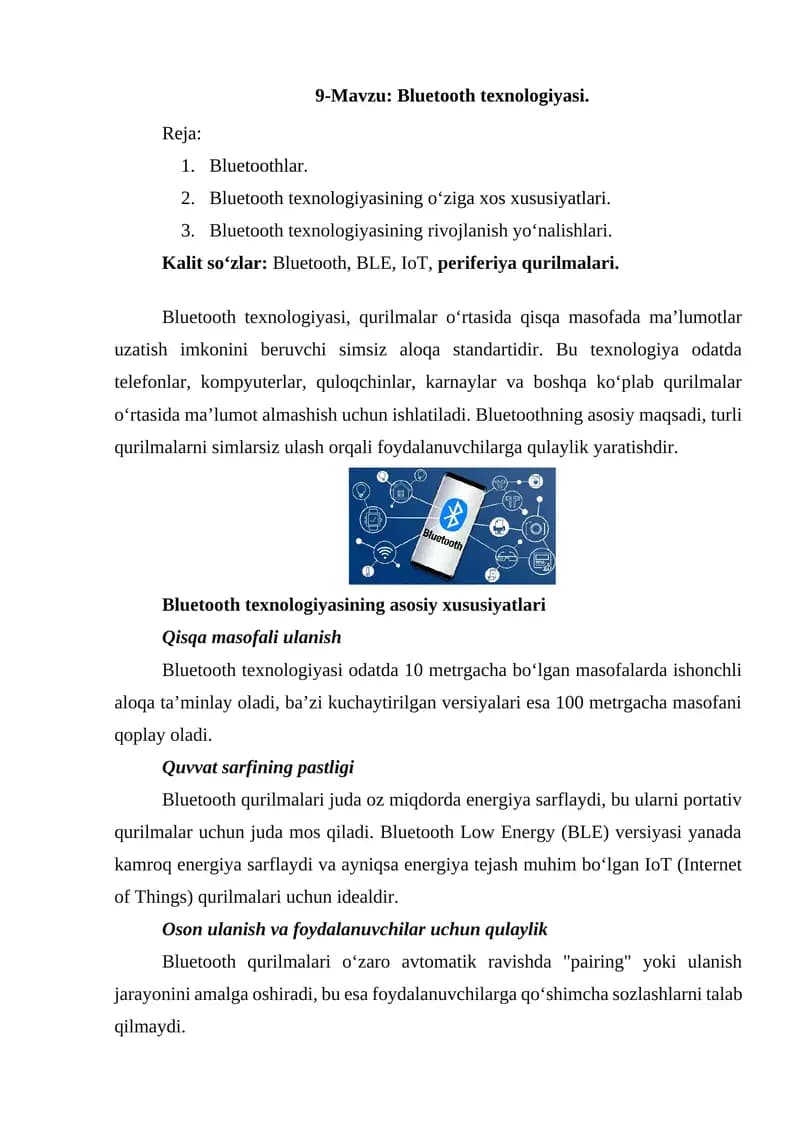 Bluetooth texnologiyasi