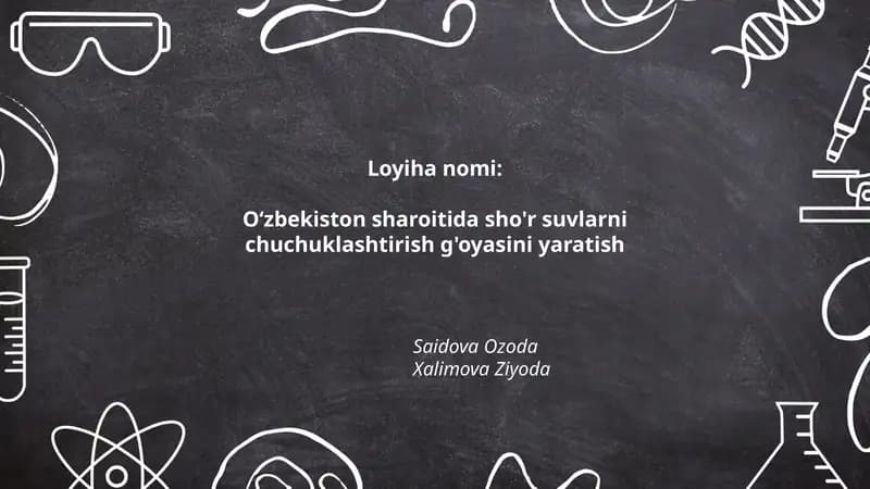 Sho'r suvlarni chuchuklashtirish g'oyasi