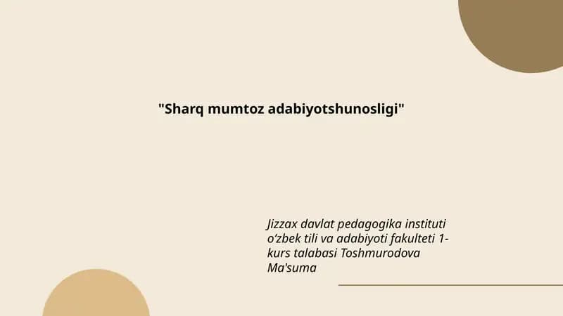 Sharq mumtoz adabiyotshunosligi