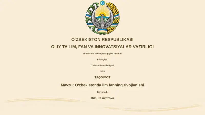 Oʻzbekistonda ilm fanning rivojlanishi