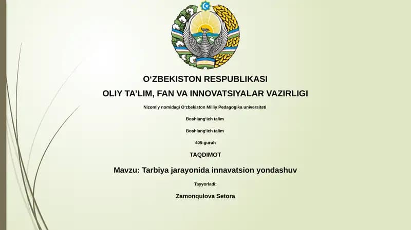 Tarbiya jarayonida innavatsion yondashuv
