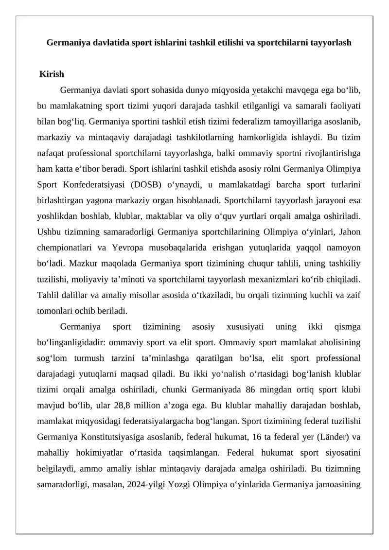 Germaniya sport tizimi