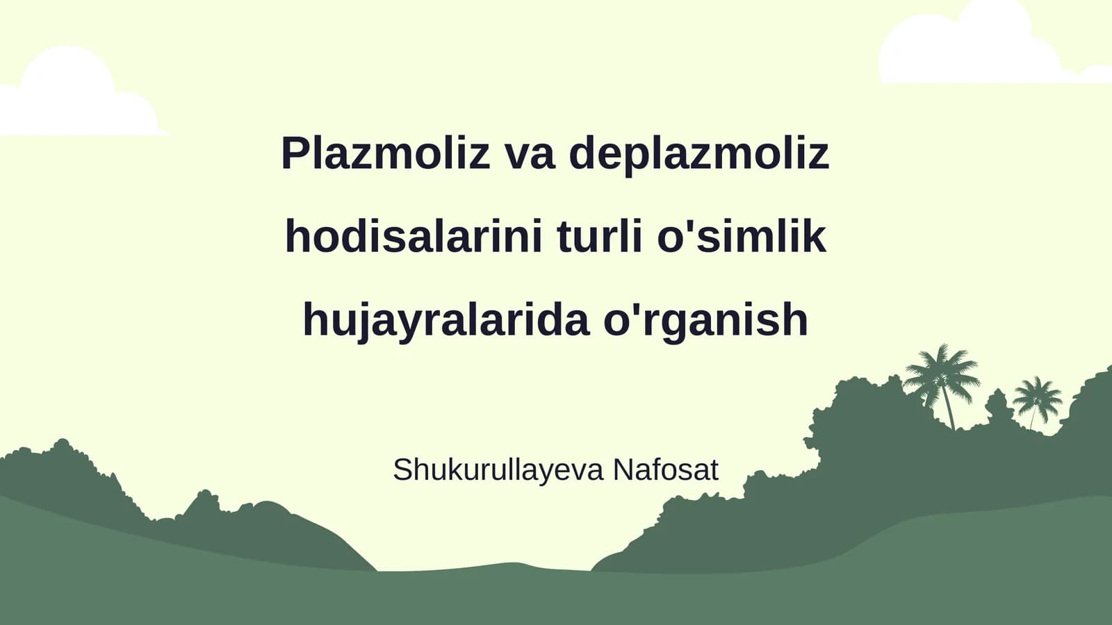 O'simlik hujayralarida plazmoliz va deplazmoliz